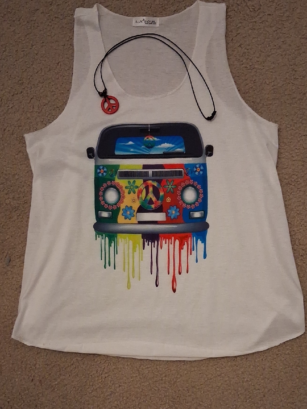 VW BUS Tank and Peace Sign Necklace